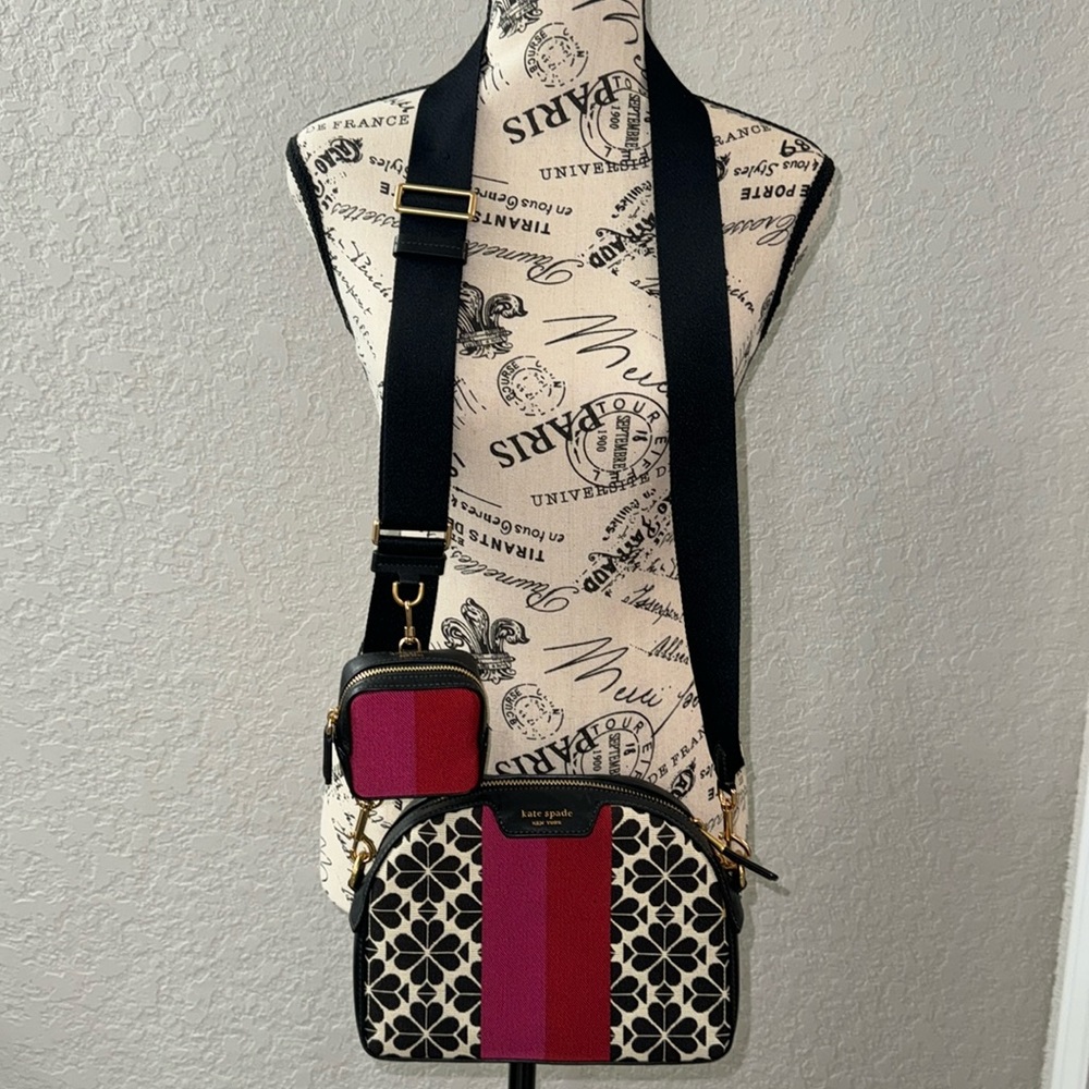 Spade Flower Jacquard Stripe Addy Medium Dome Crossbody
